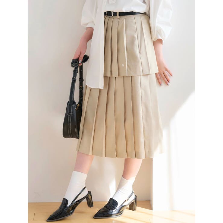 【POLO BCSコラボ/再生産】レイヤードプリーツミディスカート | dazzlin | 詳細画像2 