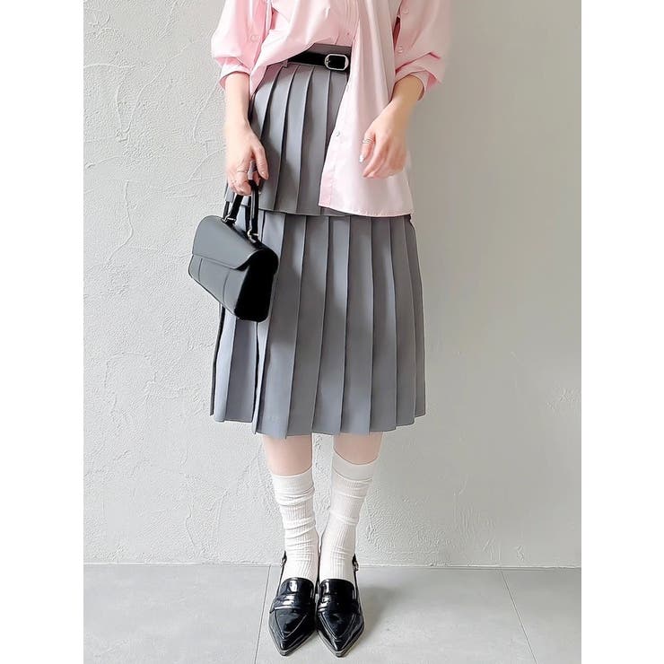 グレー | 【POLO BCSコラボ/再生産】レイヤードプリーツミディスカート | dazzlin