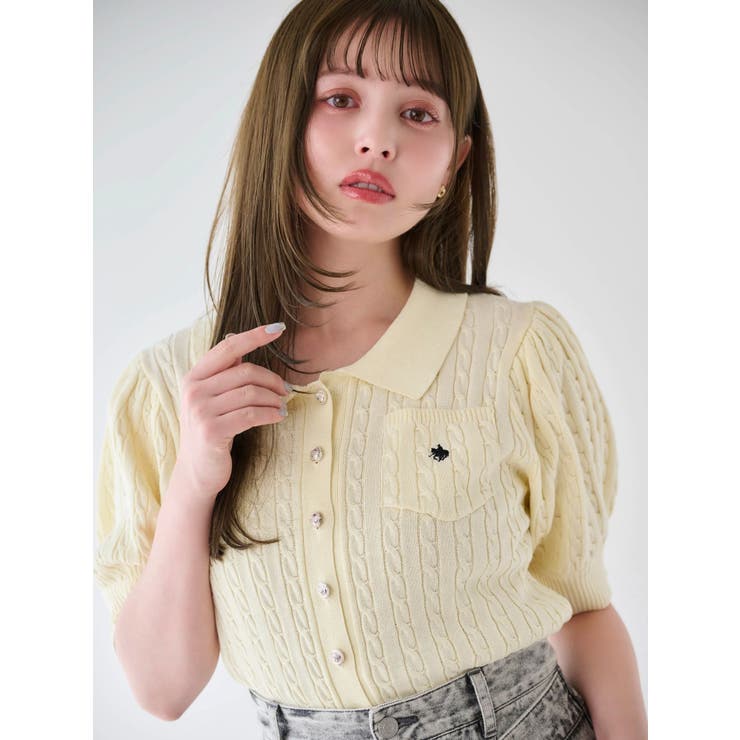 イエロー | 【POLO BCSコラボ/再生産】ポロカーデニットトップス | dazzlin