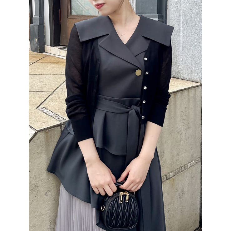 ブラック | ラメシアーシンプルニットカーディガン | dazzlin