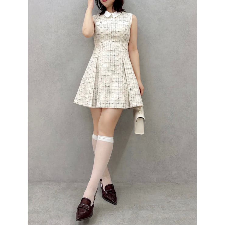 シャツカラーツイードミニワンピース | dazzlin | 詳細画像10 