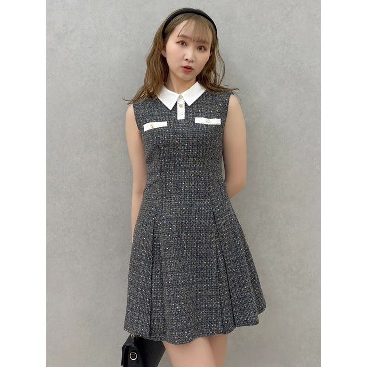 シャツカラーツイードミニワンピース | dazzlin | 詳細画像16 