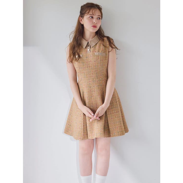 シャツカラーツイードミニワンピース | dazzlin | 詳細画像3 