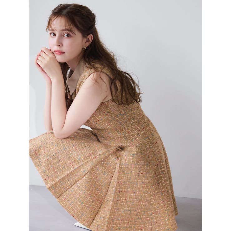 シャツカラーツイードミニワンピース | dazzlin | 詳細画像7 