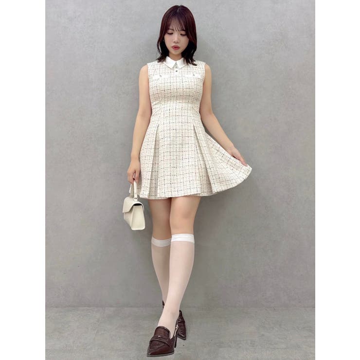 シャツカラーツイードミニワンピース | dazzlin | 詳細画像8 