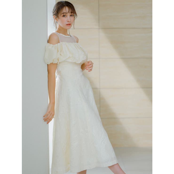 オフホワイト | 【藤井サチコラボ】ジャカードバルーンスリーブドレス | dazzlin
