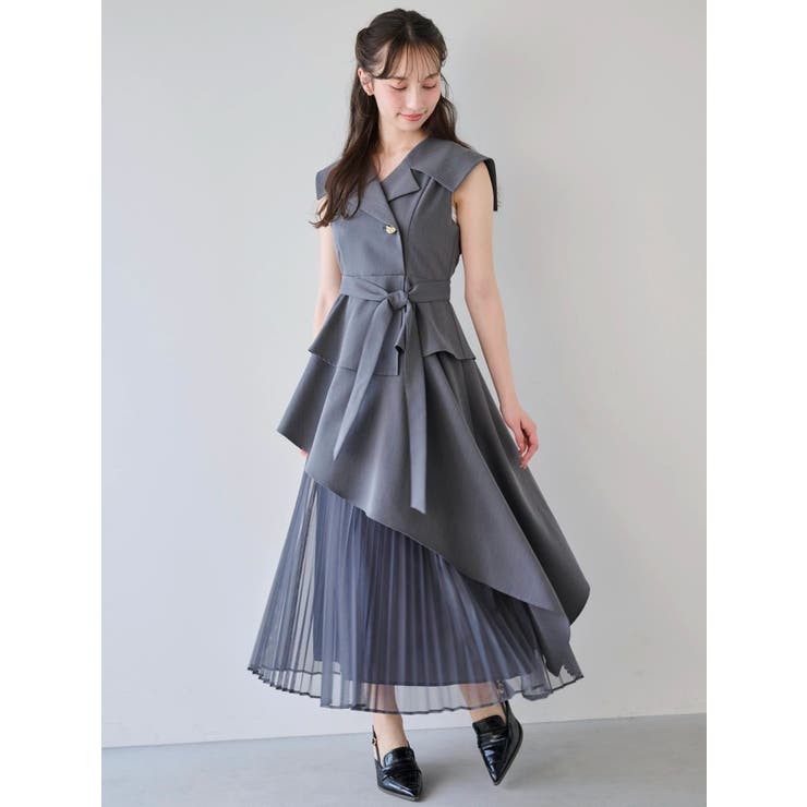 dazzlin アシメプリーツ トレンチワンピース Sサイズ dazzlin ワンピース アシメプリーツトレンチワンピース