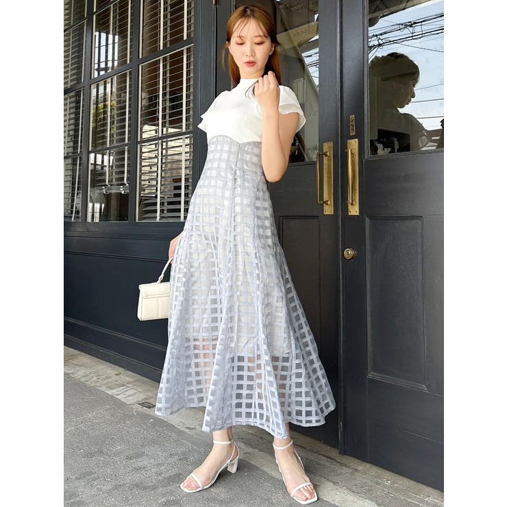 【チェックワンピース】dazzlin/evelin/Radyazel 復刻/WEB限定】シアーチェックコルセットワンピース[品番
