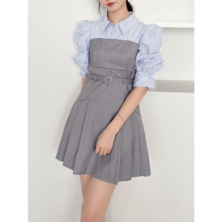 日本限定 レイヤードシャツミニワンピース[品番：MKSW0065059]｜dazzlin ワンピース