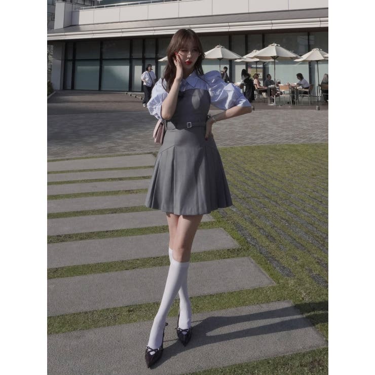 レイヤードシャツミニワンピース[品番：MKSW0065059]｜dazzlin