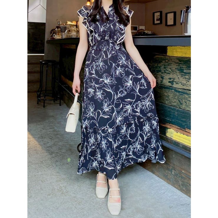 新品　緑色♥紫色フラワープリーツワンピース♡プリーツプリーズでは✖️ ワンピース プリーツカラーワンピース : ZOZOTOWN Yahoo!店