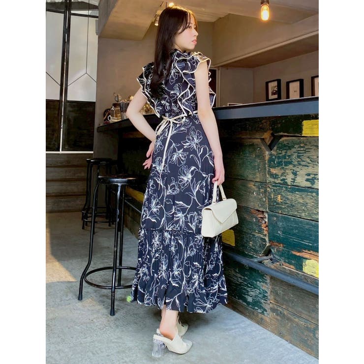 dazzlin パイピングフラワープリーツワンピース Sサイズ ピンク 新色登場】パイピングフラワープリーツワンピース[品番：MKSW0064940