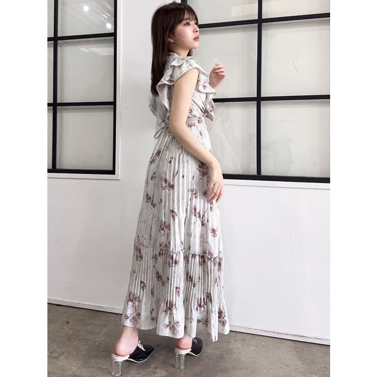 dazzlin パイピングフラワープリーツワンピース Sサイズ ピンク 新色登場】パイピングフラワープリーツワンピース[品番：MKSW0064940