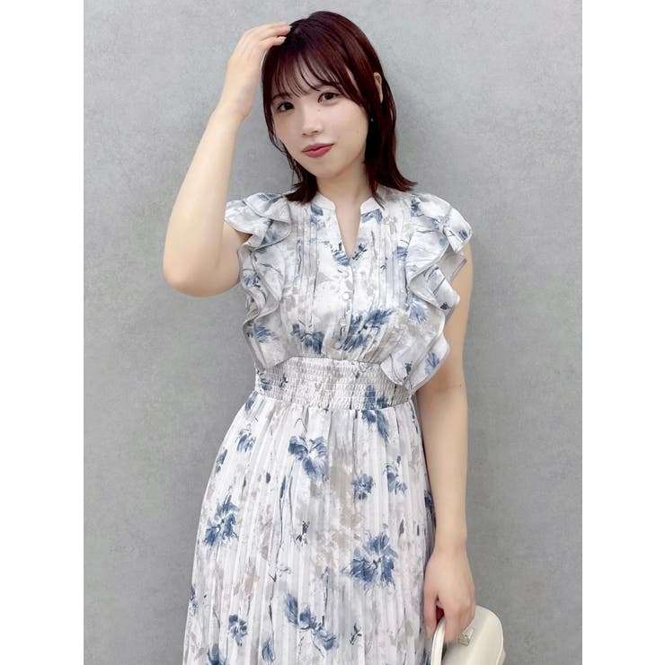 新色登場】パイピングフラワープリーツワンピース[品番：MKSW0064940