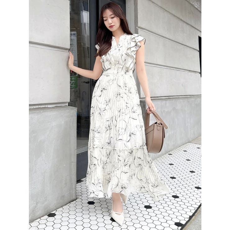 dazzlin パイピングフラワープリーツワンピース Sサイズ ピンク 新色登場】パイピングフラワープリーツワンピース[品番：MKSW0064940