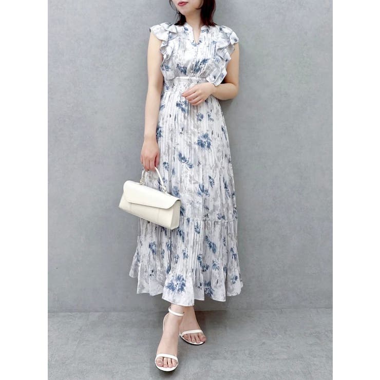 新色登場】パイピングフラワープリーツワンピース[品番：MKSW0064940