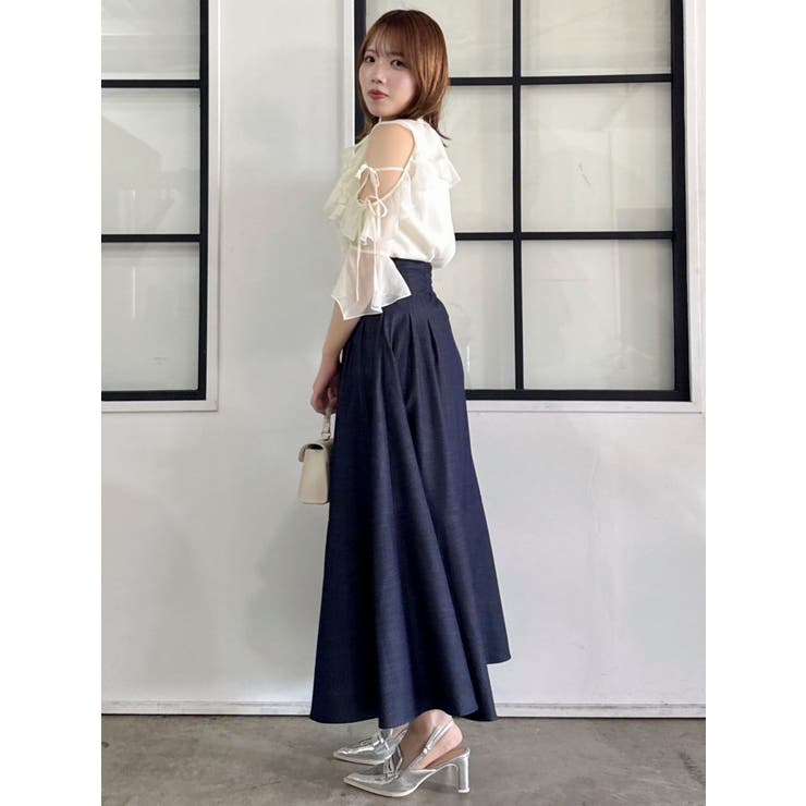 【セットアップ対応】シアーフルイドフリルブラウス | dazzlin | 詳細画像3 