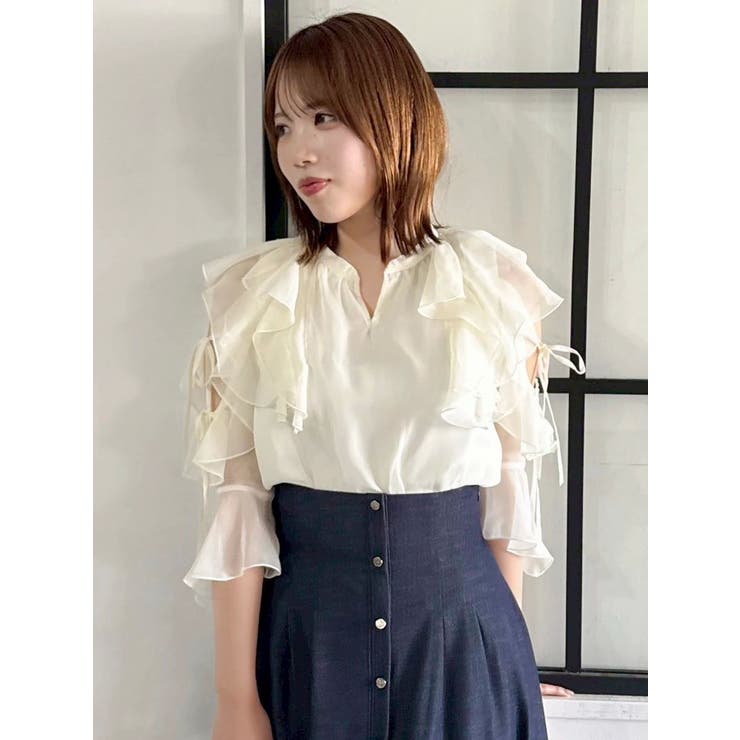 【セットアップ対応】シアーフルイドフリルブラウス | dazzlin | 詳細画像36 