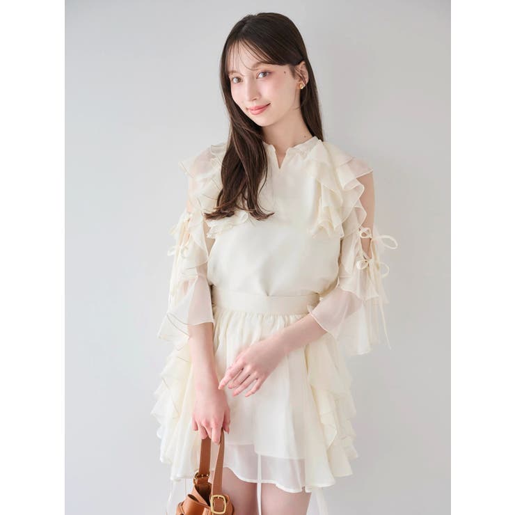 【セットアップ対応】シアーフルイドフリルブラウス | dazzlin | 詳細画像6 