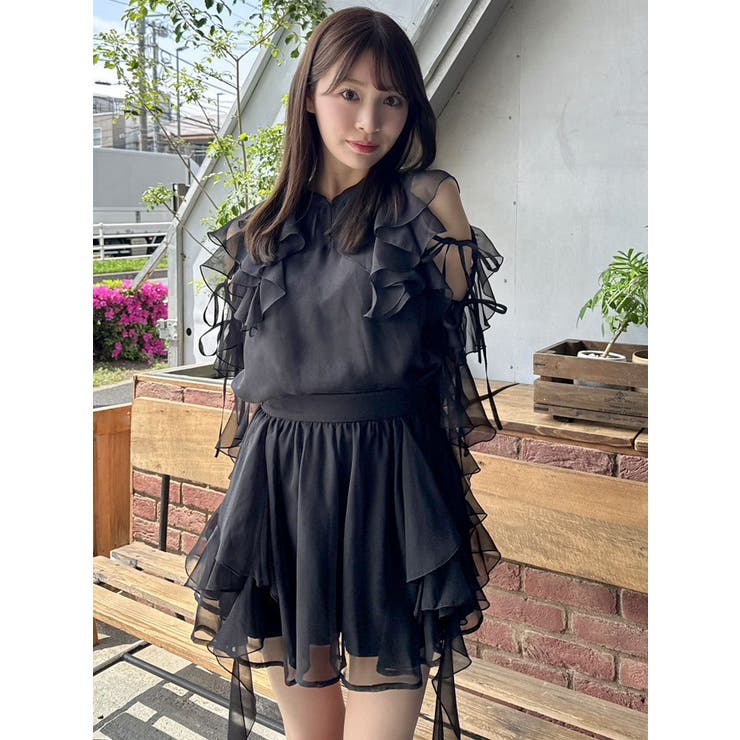 フリルスカート、ブラウス、カーディガンの３点セットです❣ 21色展開 】チュールフリルボリュームスカート《 NEWカラー3色