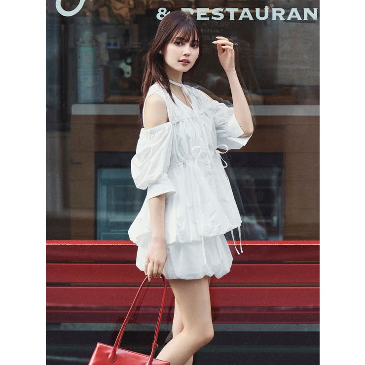 ギャザーバルーンペプラムブラウス[品番：MKSW0065327]｜dazzlin