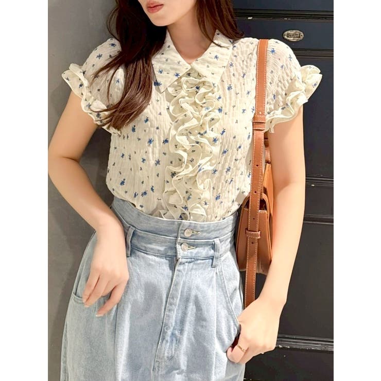 dazzlin シュリンクフラワーフリルシャツ シュリンクフラワーフリルシャツ[品番：MKSW0064941]｜dazzlin