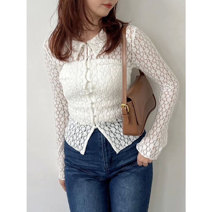 オフホワイト | シュリンクレースコンパクトシャツ | dazzlin