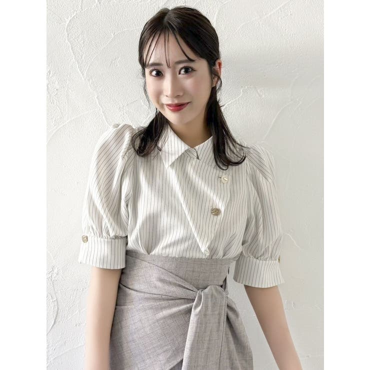 dazzlin マルチボタンデザインブラウス グレー 新品 ダズリン dazzlin マルチボタンデザイン長袖ブラウス （グレー