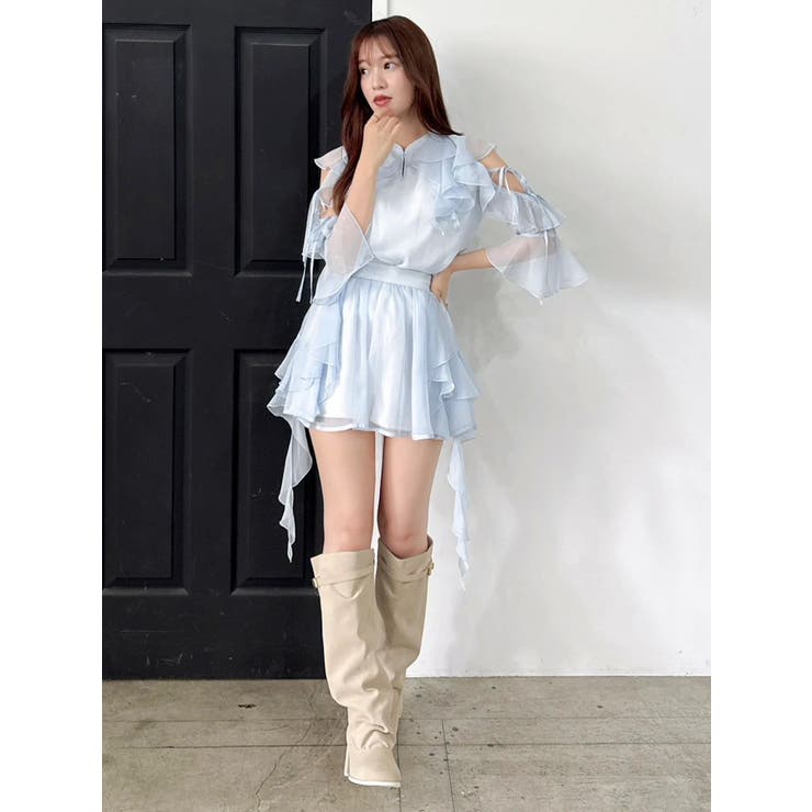 【セットアップ対応】シアーフルイドフリルミニスカート | dazzlin | 詳細画像27 