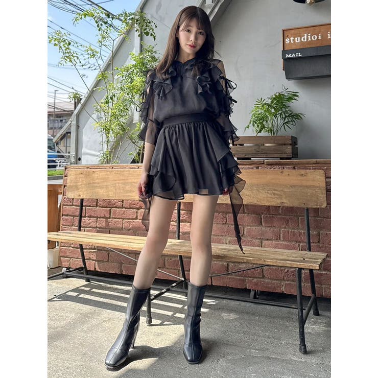 【セットアップ対応】シアーフルイドフリルミニスカート | dazzlin | 詳細画像9 