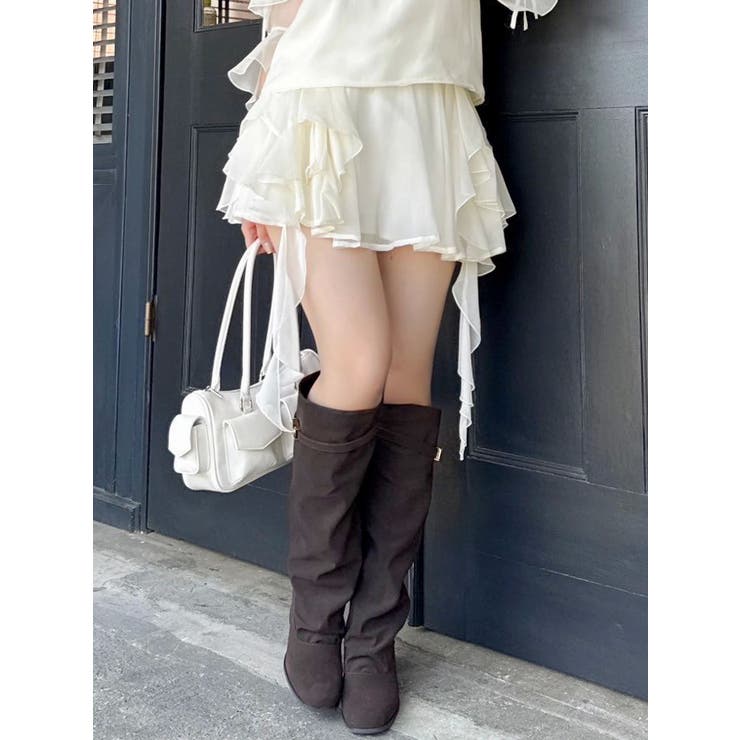 オフホワイト | 【セットアップ対応】シアーフルイドフリルミニスカート | dazzlin