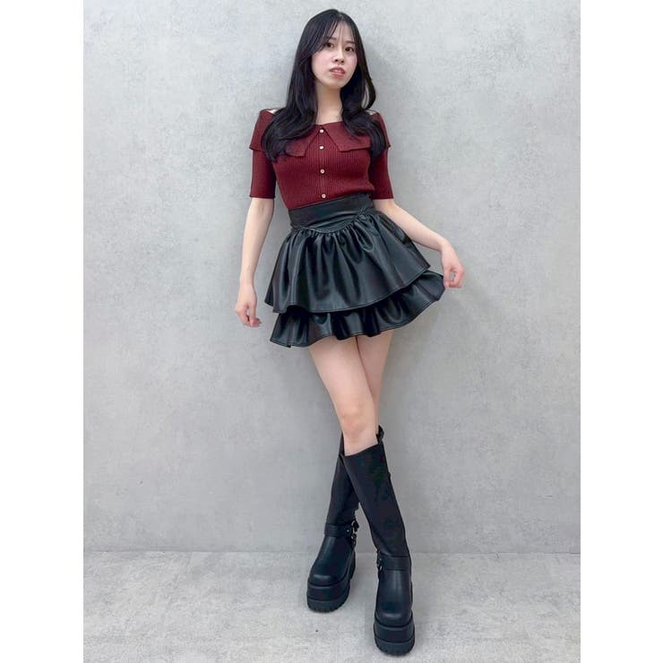 2WAYオフショルダー ニットトップス 黒 ファー付き　dazzlin dazzlin ニット セーター 2WAYファーライクネックニットトップス