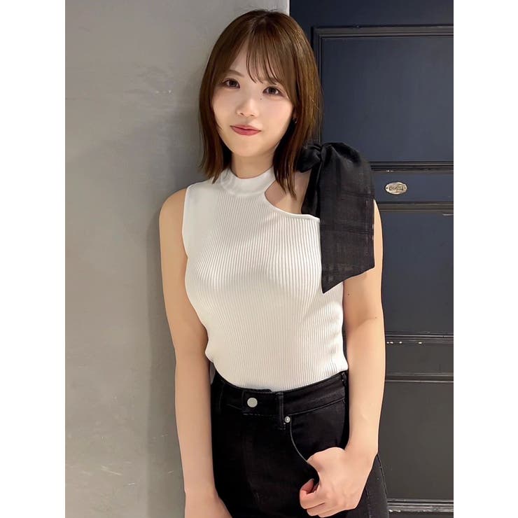 ワンショルリボンノースリトップス | dazzlin | 詳細画像4 