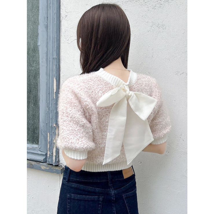 ピンク | 2WAYバックリボンヘアリーニット | dazzlin