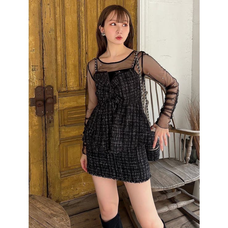 モチーフチュールシアートップス[品番：MKSW0065555]｜dazzlin