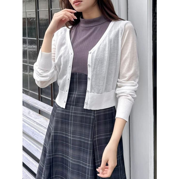 オフホワイト | ラメシアーシンプルニットカーディガン | dazzlin