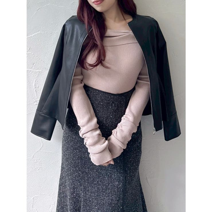 ウエストシェイプフェイクレザージャケット | dazzlin | 詳細画像10 