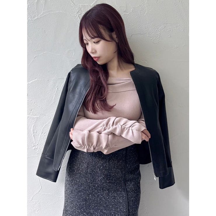 ウエストシェイプフェイクレザージャケット | dazzlin | 詳細画像6 