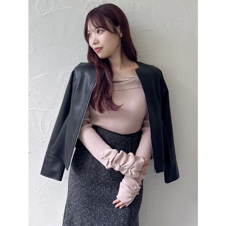 ウエストシェイプフェイクレザージャケット | dazzlin | 詳細画像7 