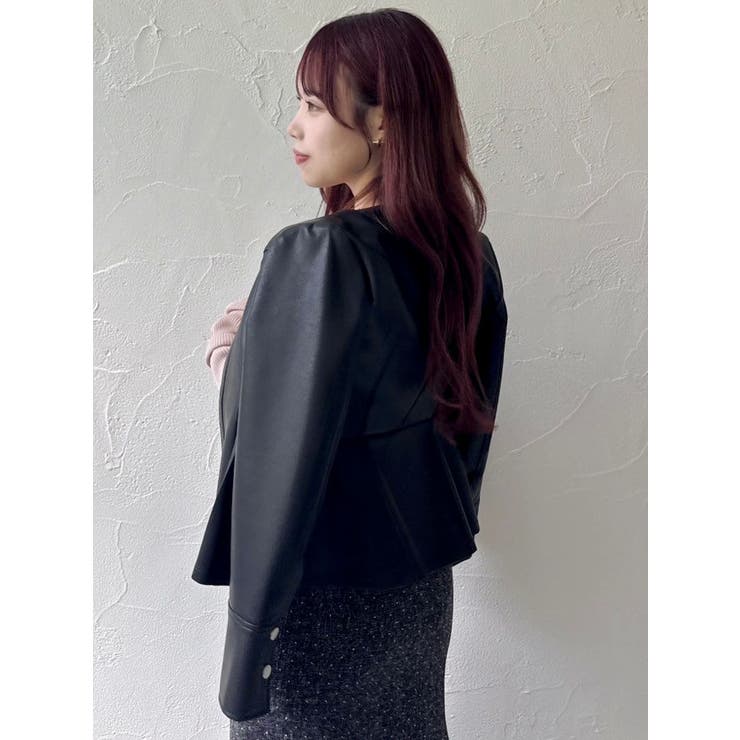 ウエストシェイプフェイクレザージャケット | dazzlin | 詳細画像8 