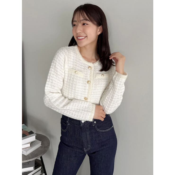 ツイードライクショートニットジャケット | dazzlin | 詳細画像13 