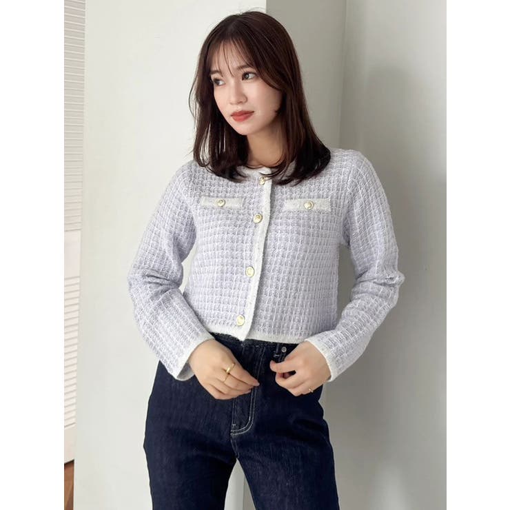 ツイードライクショートニットジャケット | dazzlin | 詳細画像7 