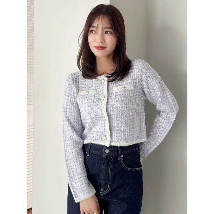 ツイードライクショートニットジャケット | dazzlin | 詳細画像8 