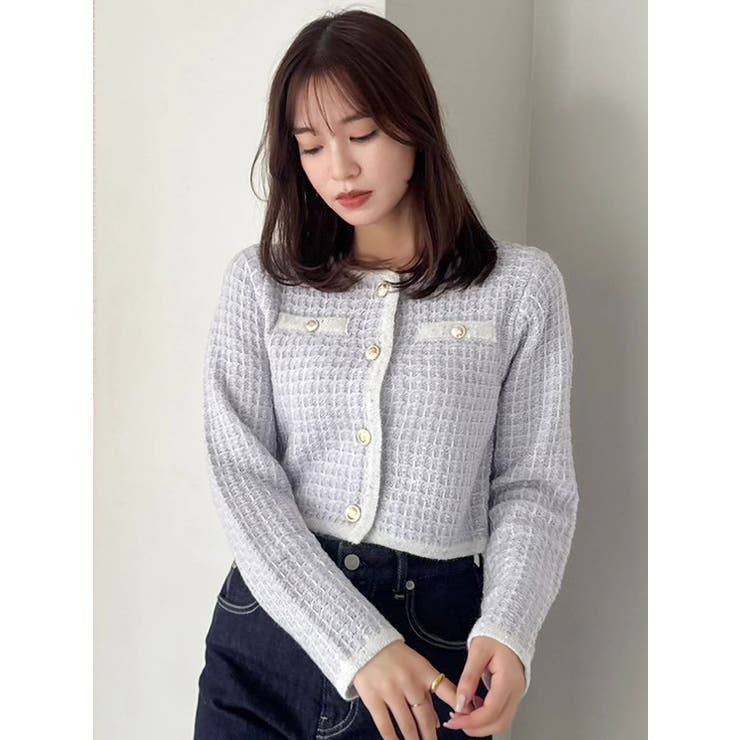 ツイードライクショートニットジャケット | dazzlin | 詳細画像9 