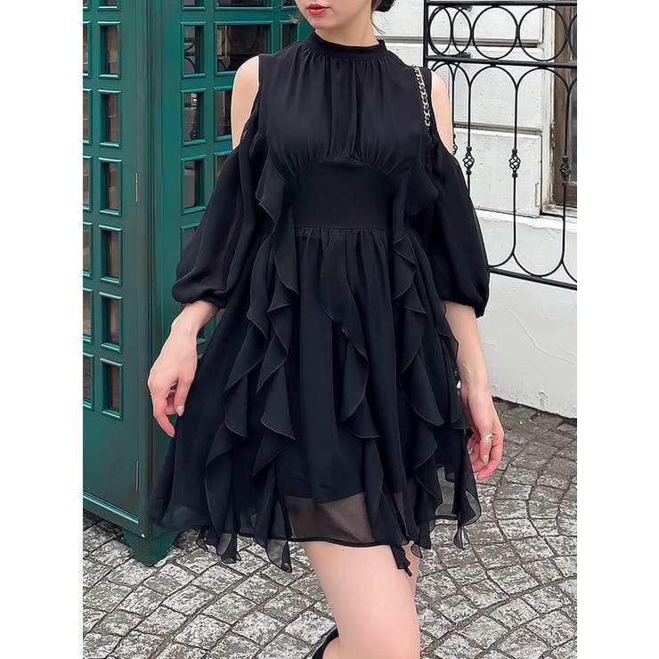 カタアキフリルミニワンピース[品番：MKSW0065558]｜dazzlin