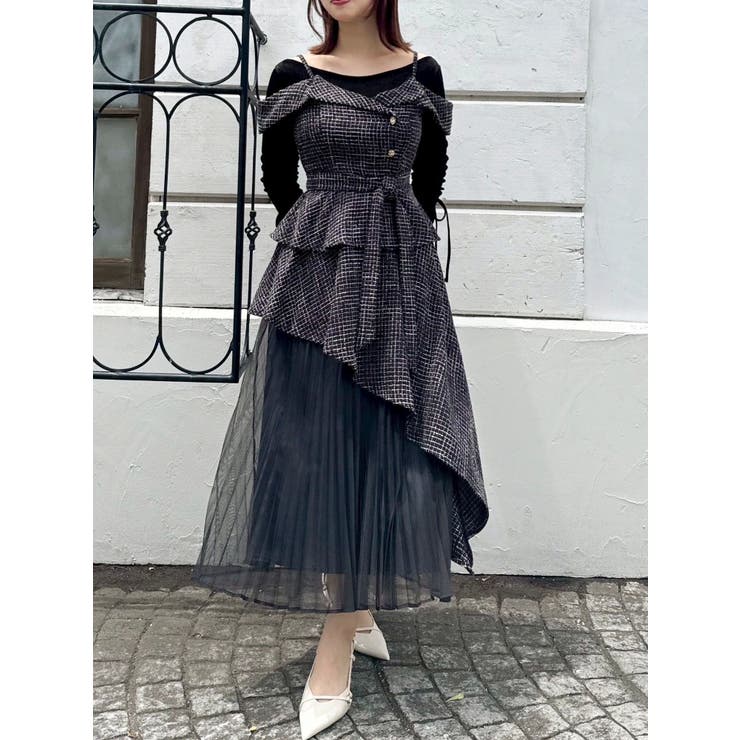 オフショルアシメトレンチワンピース[品番：MKSW0065699]｜dazzlin