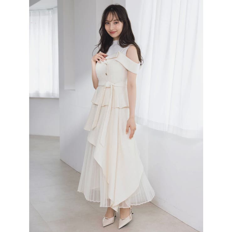 dazzlin アシメプリーツトレンチワンピース　オフホワイト　Sサイズ ダズリン dazzlin アシメプリーツトレンチワンピース （オフ