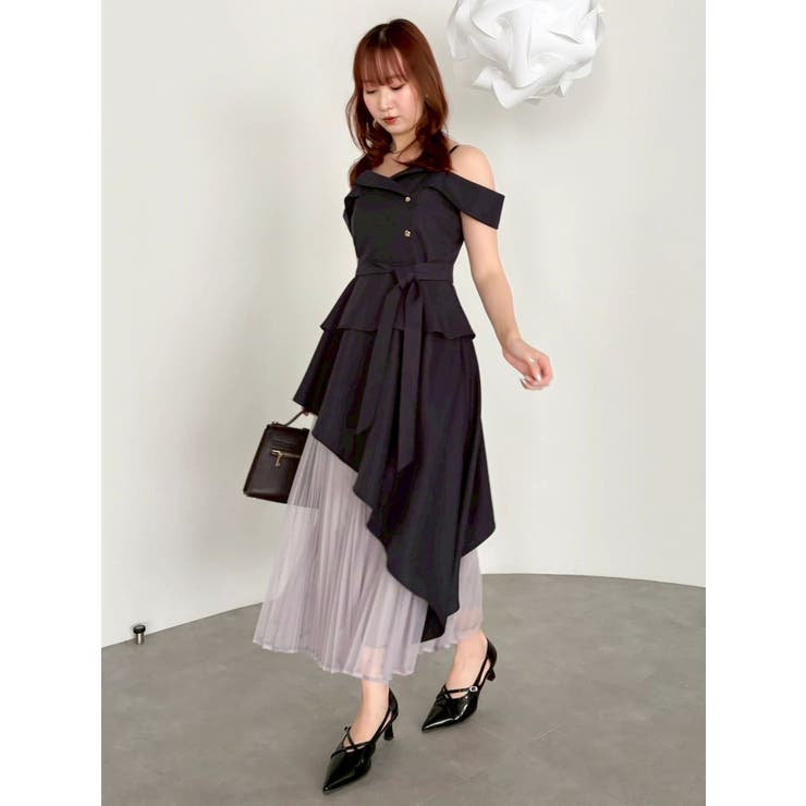 オフショルアシメトレンチワンピース[品番：MKSW0065699]｜dazzlin