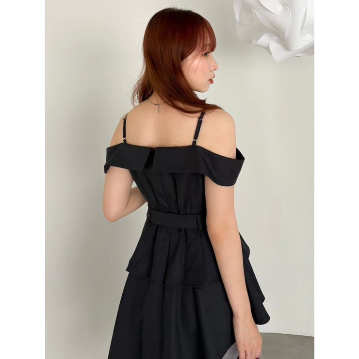 dazzlin オフショルアシメトレンチワンピース　ボルドーM 今期 オフショルアシメトレンチワンピース[品番：MKSW0065699