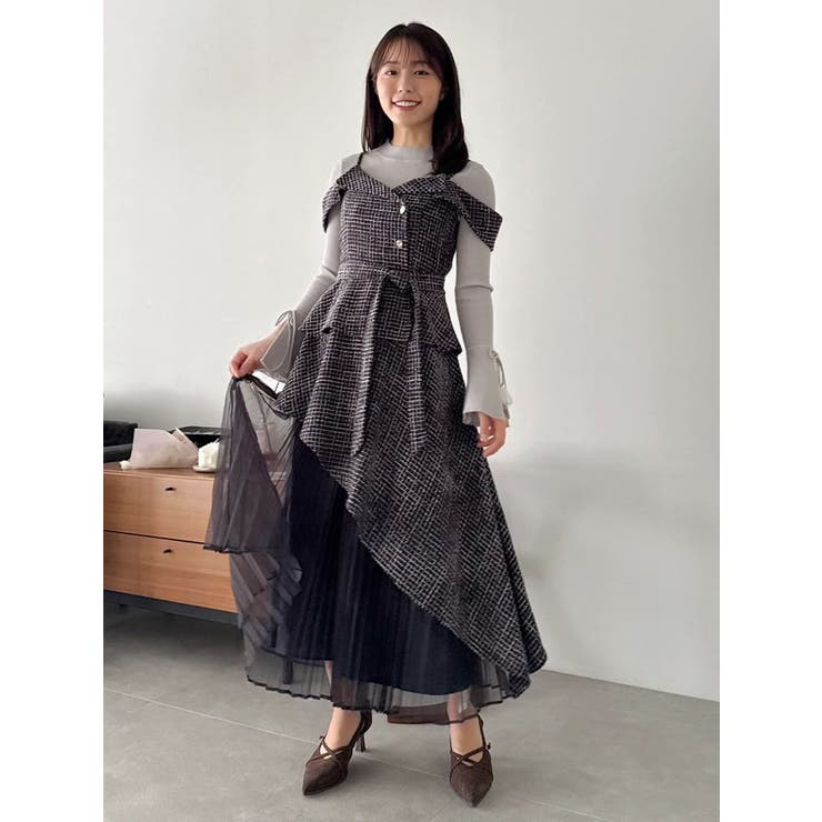 オフショルアシメトレンチワンピース[品番：MKSW0065699]｜dazzlin